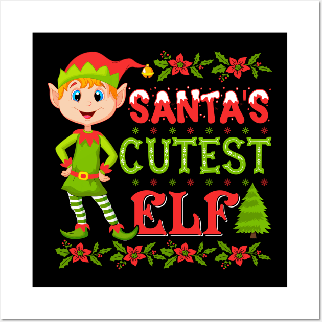 Santa's Cutest Elf Christmas Wall Art by dkdesign96